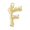 Rack Plating Brass Pendants, Long-Lasting Plated, Cadmium Free & Lead Free, Real 18K Gold Plated, with Jump Ring, Letter F, 34.5x23x5mm, Hole: 5mm