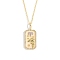 Brass Micro Pave Cubic Zirconia Rectangle with Constellation Pendant Necklaces, with Enamel, Cable Chain Necklace for Women, Aries, 15-3/4 inch(40cm)