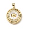 Brass Micro Pave Cubic Zirconia Shell Pendants, Cadmium Free & Lead Free, Round with Evil Eye, Real 18K Gold Plated, 22x20x3.5mm, Hole: 3.5x4.5mm