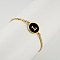 Flat Round with Letter Pattern 304 Stainless Steel Link Bracelets, Figaro Chains Bracelets for Women, with Shell, Gold, Letter L, 7-1/2 inch(19cm)