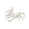 Brass Pendants, Lion Charms, with Jump Ring, Long-Lasting Plated, Lead Free & Cadmium Free, Silver, 15x23x4mm, Hole: 3.5mm