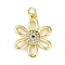 Rack Plating Brass Micro Pave Cubic Zirconia Pendants, Lead Free & Cadmium Free, Long-Lasting Plated, Flower Charms, with Jump Ring, Real 18K Gold Plated, 20.5x16.5x3.5mm