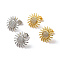 Rack Plating Brass Micro Pave Clear Cubic Zirconia Sun Stud Earrings, Long-Lasting Plated, Lead Free & Cadmium Free, Mixed Color, 13.5mm, Pin: 0.7mm