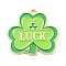 Saint Patrick's Day Alloy Enamel Pendants, Light Gold, Clover, 23.5x25x1.5mm, Hole: 1.8mm