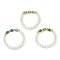 3Pcs 3 Style Natural Pearl & Moss Agate & Apatite Beaded Stretch Rings, Stackable Rings, Mixed Color, Inner Diameter: 20mm, 1Pc/style