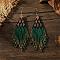 Bohemian Style Geometric Glass Seed Bead Handmade Tassel Dangle Earrings for Women