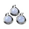 Natural Blue Lace Agate Pendants, Rack Plating Platinum Plated Brass Half Round Charms, Cadmium Free & Lead Free, 28x22.5x10mm, Hole: 2x4mm