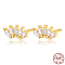Five Petal Cubic Zirconia Marquise 925 Sterling Silver Stud Earrings, Golden, 3x9mm