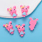 Resin Pendants, Rabbit, with Platinum Tone Loop, Hot Pink, 26.5x19.5mm