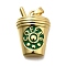 Brass Enamel Pendants, Long-Lasting Plated, Lead Free & Cadmium Free, Rack Plating, Coffee Charm, Real 18K Gold Plated, 22x15.5x6mm, Hole: 5x2.5mm
