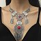 Bohemia Style Alloy Bib Necklace, Rhombus Acrylic Imitation Turquoise Pendant Necklaces, Antique Silver, 18.19 inch(46.2cm)