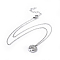 Stainless Steel Pendants Necklaces, with Cubic Zirconia, Flat Round with Tree of Life, Stainless Steel Color, 16.9 inch(43cm), 1.5mm