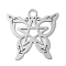 Non-Tarnish 304 Stainless Steel Pendants, Butterfly with Star Charms, Stainless Steel Color, 40x40x1.5mm, Hole: 4.8mm