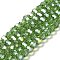 Transparent Glass Beads, 32 Facets, AB Color Plated, Round, Green, 8x7~7.5mm, Hole: 1.5mm, about 66pcs/strand, 18.82''~19.06''(47.8~48.4cm)