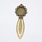 Tibetan Style Bookmark Cabochon Settings, Cadmium Free & Nickel Free & Lead Free, Antique Bronze, Tray: 20mm, 83x28x4mm