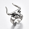 Alloy Cuff Finger Rings, Wide Band Rings, Bull, Antique Silver, US Size 9 3/4(19.5mm)