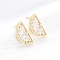 Brass Micro Pave Clear Cubic Zirconia Stud Earrings, Rack Plating, Long-Lasting Plated, Lead Free & Cadmium Free, Lemon, Real 18K Gold Plated, 15.5x8mm