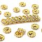 Brass Rhinestone Spacer Beads, Grade A, Straight Flange, Golden Metal Color, Rondelle, Crystal, 12x4mm, Hole: 2.5mm