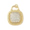 Brass Micro Pave Cubic Zirconia Pendants, with Jump Ring, Lock, Lead Free & Cadmium Free, Long-Lasting Plated, Real 18K Gold Plated, Rack Plating, Clear, 32x25x6mm, Hole: 4.5mm