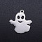 Tarnish Resistant 201 Stainless Steel Pendants, Ghost, Halloween, Stainless Steel Color, 18x17x1mm, Hole: 1.5mm