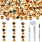 NBEADS 90 Pcs Round Brass Rivets, Semi-Tublar Rivets Brass Crystal Rivets Studs with Steel Hole Punch Tool Sets Rhinestone Rivets for Leathers Craft Making and Decoration