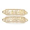 Brass Micro Pave Clear Cubic Zirconia Links Connectors, Long-Lasting Plated, Rectangle with Palm & Elephant & Flower, Real 18K Gold Plated, 11x47x3mm, Hole: 2.5mm