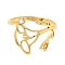 304 Stainless Steel with  Cubic Zirconia Adjustable Rings, Birthflower September-Moringglory, Golden, 1.5~13.5mm, US Size 6(16.5mm)