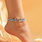 3Pcs Bohemian Style Glass Seed Rondelle Beaded Stretch Anklets for Women, Colorful, 9-7/8 inch(250mm)