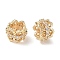 Brass Micro Pave Cubic Zirconia European Beads, Long-Lasting Plated, Large Hole Beads, Golden, 8.5x6.5mm, Hole: 5x5mm