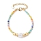 Plastic Imitation Pearl & 201 Stainless Steel Star & Seed Beaded Bracelet, Golden, 7-1/8 inch(18cm)