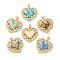 Brass Micro Pave Clear Cubic Zirconia Pendants, Cadmium Free & Lead Free, with Sythetic Opal, Real 18K Gold Plated, Heart Charms, with Jump Ring, Mixed Color, 23.5x24x4mm, Hole: 5.5x3mm