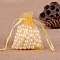 Organza Jewellery Storage Pouches, Wedding Favour Party Mesh Drawstring Gift Bags, Rectangle, Gold, 9x7cm