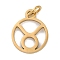 Ion Plating(IP) 304 Stainless Steel Charms, with Jump Ring, Laser Cut, Real 18K Gold Plated, Ring with Constellation Charm, Taurus, 13.5x11x1mm, Hole: 3mm