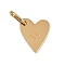 304 Stainless Steel Charms, with Jump Rings, Heart with Letter Charms, Golden, Letter W, 10x8.5x1.5mm, Hole: 4x2.5mm