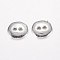 2-Hole Alloy Buttons, Long-Lasting Plated, Platinum, 10x10x2mm, Hole: 1.5mm