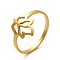 Ion Plating(IP) 201 Stainless Steel Hollow Out Leaf Finger Ring for Women, Golden, US Size 7 1/4(17.5mm)