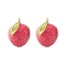 2Pcs Brass Enamel Charms, Imitation Fruit, Light Gold, Litchi Charm, Deep Pink, 11.5x10x9mm, Hole: 1.2mm