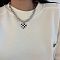 Black and White Checkered Heart Alloy Enamel Pendant Necklaces for Women, Platinum, 17.72 inch(45cm)