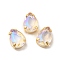 Moonlight Effect Teardrop Sew on Rhinestone, Multi-strand Links, with Golden Tone Brass Prong Settings, Garments Accessories, Crystal, 14x10x6mm, Hole: 1mm