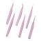 201 Stainless Steel Beading Tweezers Sets, Stainless Steel Color, Pearl Pink, 11.7~12.5x0.9~1.05cm, Packaging Size: 13.7x12.6cm, 6pcs/set