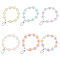 6pcs 6 colors Candy Color Flower Beaded Bracelet Resin Pendant Decorations, with Alloy Clasp Charm, for Keychain, Purse, Backpack Ornament, Mixed Color, 145mm, 1pc/color