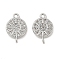 Brass Micro Pave Cubic Zirconia Connector Charms, Cadmium Free & Nickel Free & Lead Free, Flat Round with Sun, Platinum, 13x9x3mm, Hole: 1mm and 1.2mm