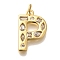 Brass Micro Pave Clear Cubic Zirconia Pendants, with Jump Ring, Lead Free and Cadmium Free, Long-Lasting Plated, Rack Plating, Letter Charms, Real 18K Gold Plated, Letter P, 20.5x13.5x2.7mm, jump ring: 5x1mm, 3mm inner diameter.