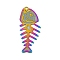 201 Stainless Steel Etched Metal Embellishments Pendants, Rainbow Color, Fish Bone, 46.5x19.5x0.3mm, Hole: 2mm
