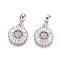 Brass Micro Pave Clear Cubic Zirconia European Dangle Charms, Large Hole Pendants, for Jewish, Flat Round with Star of David, Platinum, 26mm, Hole: 5mm, Flat Round: 18x16x3mm
