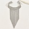 Iron Chains Tassel Statement Necklace, Bib Necklace Choker for Women, Platinum, 11.81 inch(30cm)