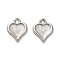 Alloy Enamel Charm, Heart Charm, Platinum, 12.5x10.5x2mm, Hole: 1.5mm