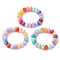 Rondelle Dyed Natural Freshwater Shell Beaded Stretch Rings for Women, Colorful, 5mm, Inner Diameter: 17mm