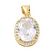 Brass Micro Pave Cubic Zirconia Pendants, Oval Charms, Lead Free & Cadmium Free, Long-Lasting Plated, Real 18K Gold Plated, 15.5x11x6mm, Hole: 4.5x3.5mm