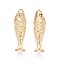 Brass Micro Pave Cubic Zirconia Pendants, Fish, Real 18K Gold Plated, 20.5x6x4.5mm, Hole: 0.9mm